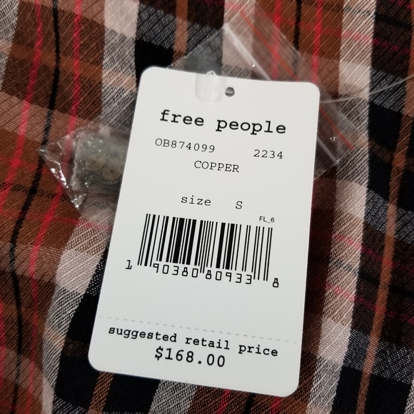 New FREE PEOPLE plaid Button Down Shirt - Picture 7 of 8